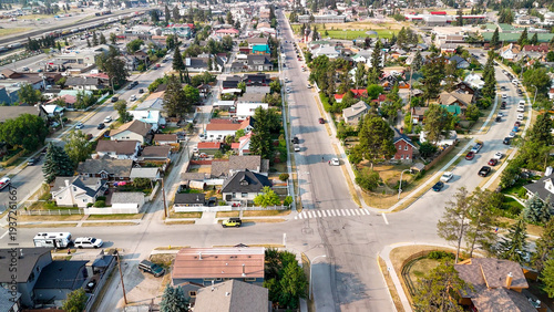 Wallpaper Mural Aerial view of Jasper Town on a sunny summer day. Streets and homes, Alberta - Canada Torontodigital.ca
