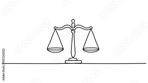 A simple line drawing of a balanced scale