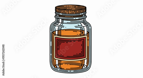 Glass jar with cork lid and blank label illustration