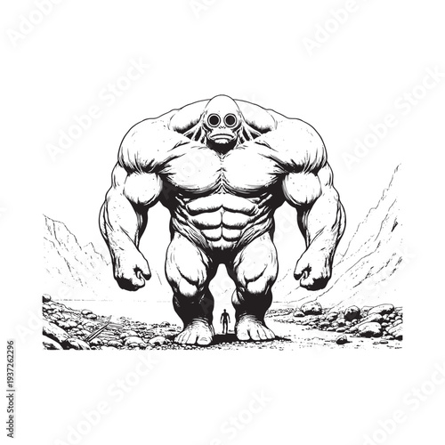 A muscular male figure with a strong and intimidating presence.