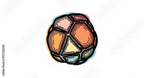 Abstract segmented sphere mosaic line illustration