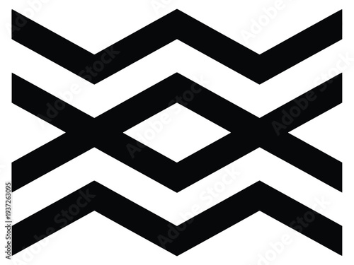 Black and White Geometric Pattern with Chevron and Diamond Shapes