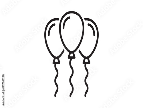 A simple line drawing of three tied helium balloons floating together