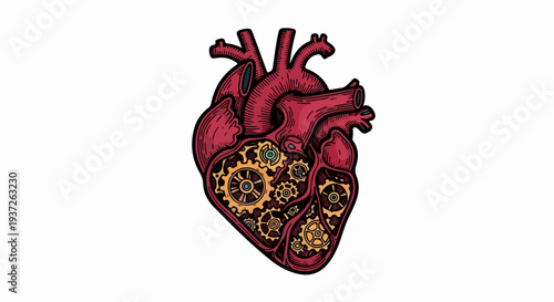 1 steampunk anatomical heart gear icon