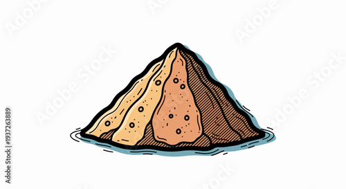 Layered sand mound in shallow water hand drawn illustration