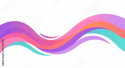 Vibrant wavy lines in pink, purple, and teal on white background