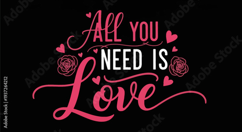 Love message design with decorative elements