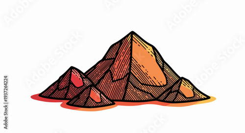 Rugged mounds of red and orange ground spices illustration