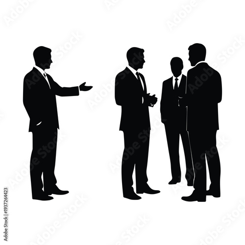 Businessmen in professional attire engaged in discussion