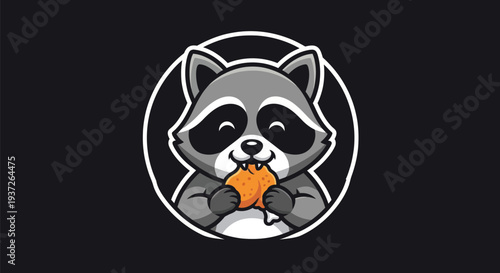 Cartoon raccoon eating snack