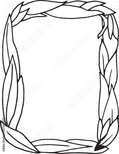 eps Doodle style letter O drawn with tea leaves. Hand drawn black line art, simple sketch, raw tea leaves arranged in shape of o, organic texture, white background