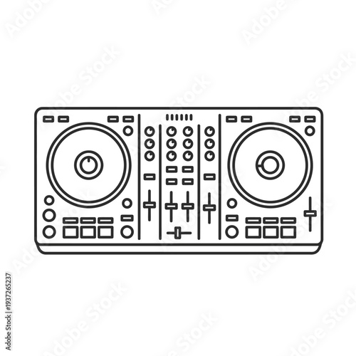 Black and white DJ mixer console.