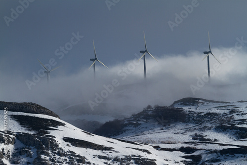 Wind generators in Estacas de Trueba pass, Burgos, Castilla y Leon, Spain
