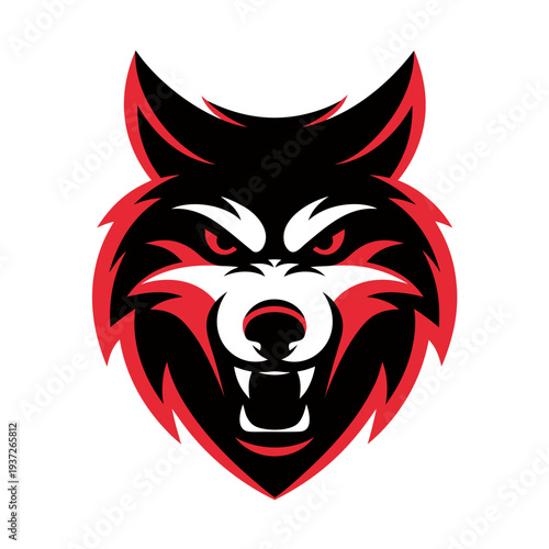 Angry wolf  head  vector illustration .