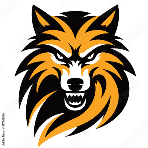 Angry wolf  head  vector illustration .