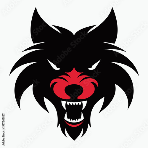 Angry wolf  head  vector illustration .