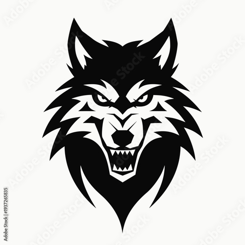 Angry wolf  head  vector illustration .