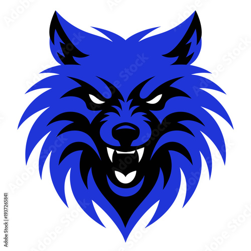 Angry wolf  head  vector illustration .