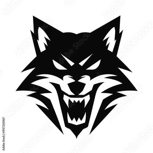 Angry wolf  head  vector illustration .