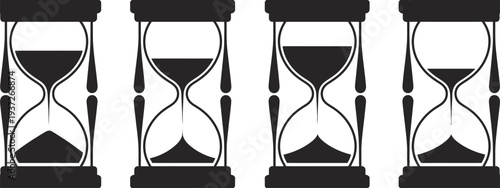 Sand Watch Icon Set Featuring Hourglass Symbols in Flat Vector Style Perfect for Time Management Deadlines Countdown Productivity Reminder Illustration Collection