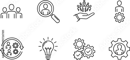 Information Technology Icon Set, Artificial Intelligence, Cloud Computing, Human Resources, Business Management