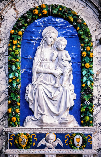 Architectonic detail of historical tombstone