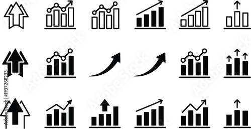 Real estate growth and property investment icons set flat design vector illustration scalable graphic