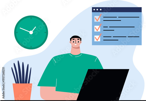 Digital time planning. Office worker task management