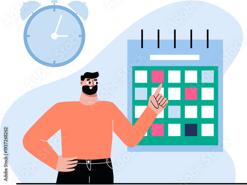 Office worker event scheduling. Planning color icon