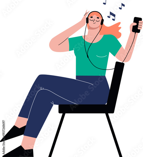 Enjoying person listen music in headphones. Leisure time concept
