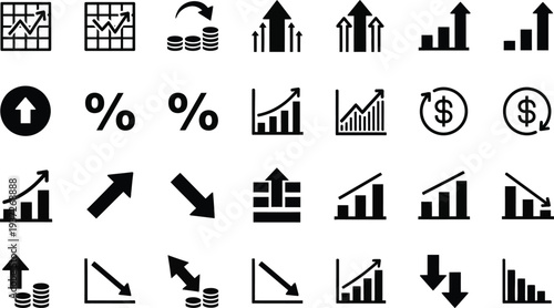 Business growth and finance icons set flat design vector illustration scalable graphic