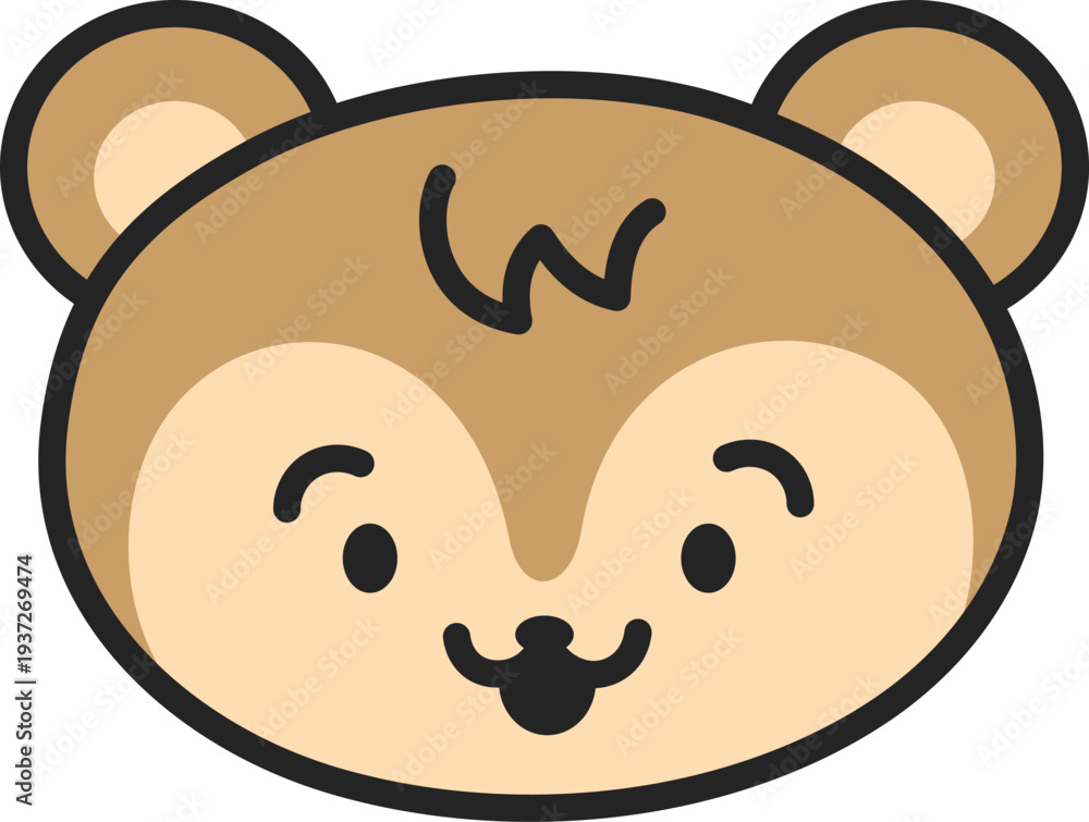 Obraz premium Bear face. Cute animal emoji. Forest fauna
