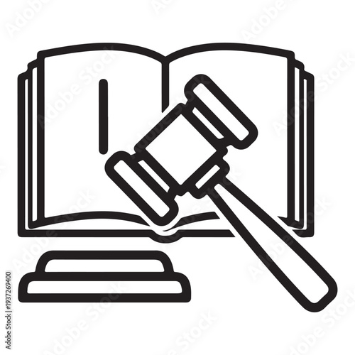 A gavel resting on top of an open book symbolizing justice and legal studies
