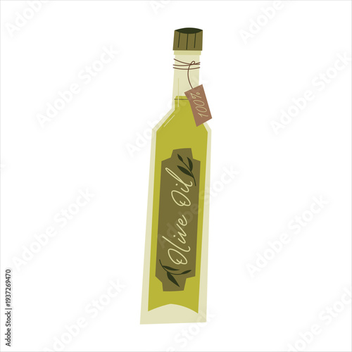 Olive Oil Bottle Flat Illustration