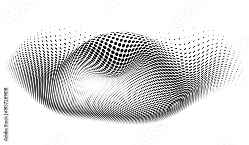 Abstract parametric dot wave surface halftone geometric data visualization element
