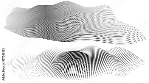 Abstract parametric dot wave landscape particle surface data visualization elements