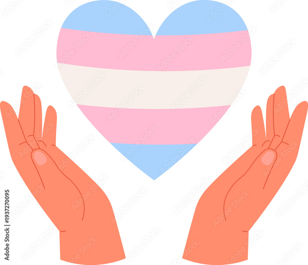 Obraz premium Transgender love symbol. Heart in human hands sign