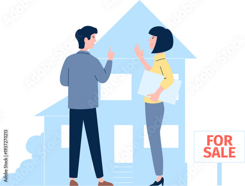 Agent show house for sale. Real estate buyer