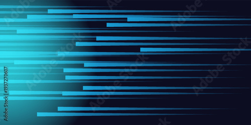 High speed lines moving technology concept. stripes lines with blue light. speed movement pattern and motion blur over dark blue background. Vector Illustration. See Less