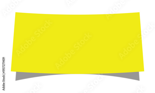 Blank business vector illustration of an empty yellow sticky note and postit label design featuring a square paper sign with a clipping path and orange frame ribbon tag for an icon message