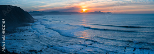 Sunset landscape near Barrika beach in the Province of Bizkaia, Basque Country Autonomous Community, Spain, Europe