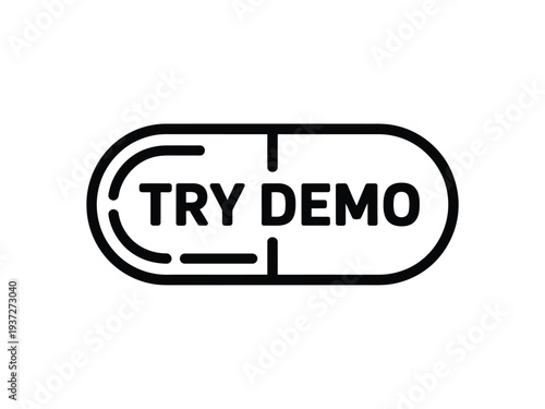 Black and White Pill Icon with Try Demo Text for Software or App Promotion
