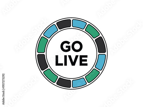 Colorful Go Live Button Icon with Circle Design and Text