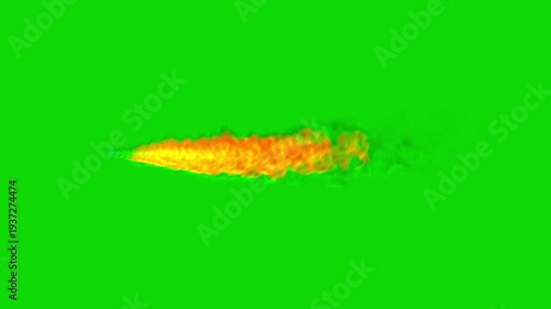 Fire Flamethrower Spray Animation on Green Screen Background
