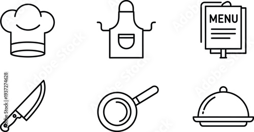 Restaurant kitchen icons set