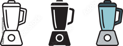 Electric blender icons displaying kitchen appliance for mixing smoothies and healthy beverages