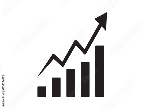 A black and white graph with an upward trend showing growth and progress