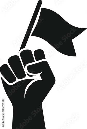 Black fist holding flag icon vector