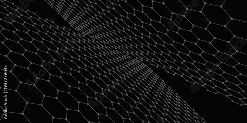 Black background. Dark hexagon carbon fiber texture. Navy blue honeycomb metal texture steel background. Web design template vector illustration EPS 10.