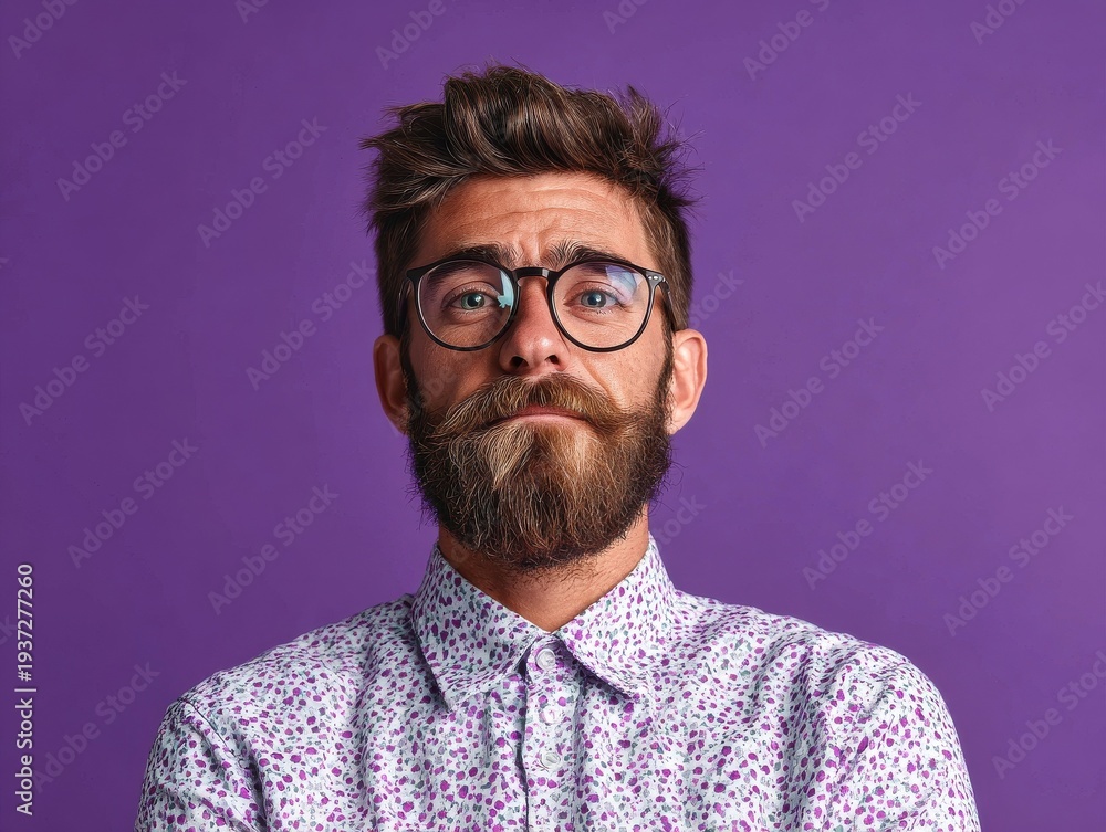 Obraz premium entrepreneur with modern glasses portrait isolated on a red background